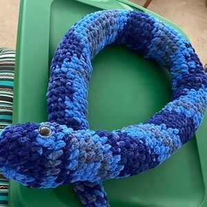 Blue and Gray Hand Crocheted Snake